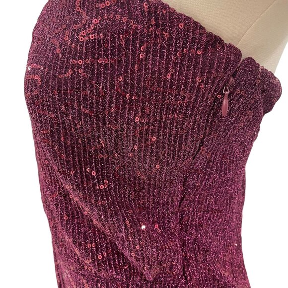 Wild Fable Strapless Sequin Jumpsuit Burgundy Sparkly Party Blingy Glam Sz L - Picture 5 of 10